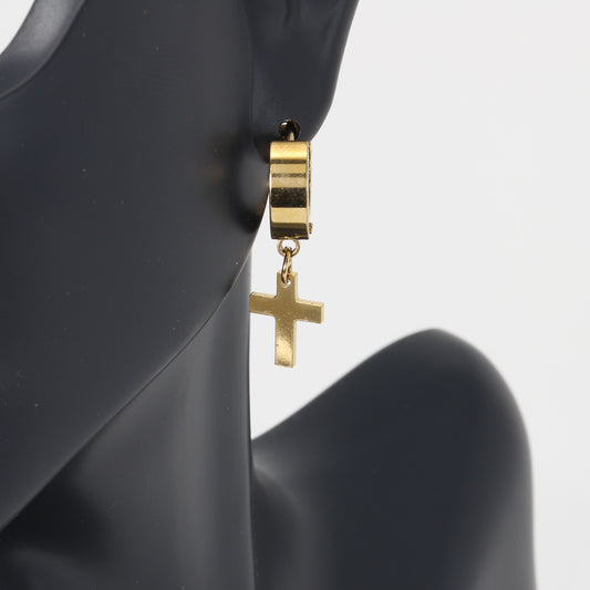 Cross Plain Hoop Earring - SE-62