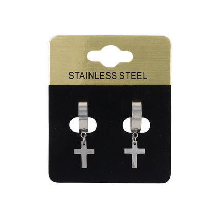 Cross Plain Hoop Earring - SE-62