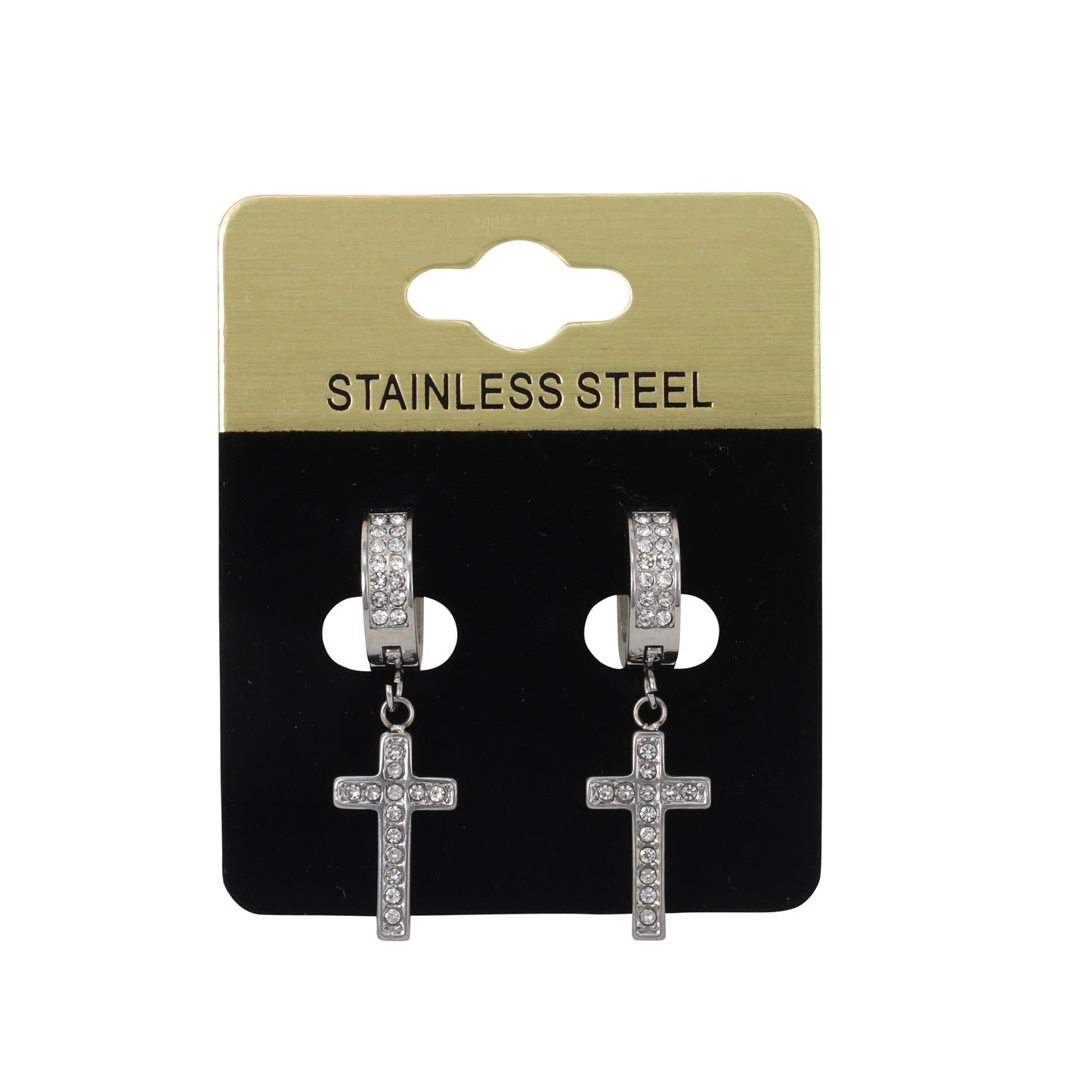 Iced Dangling Cross Earring - SE-701