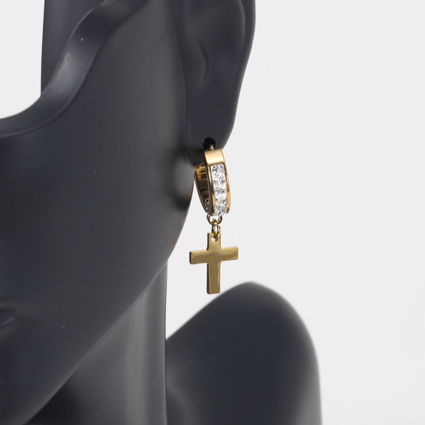 Cross CZ Hoop Earring - SE-72