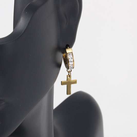 Cross CZ Hoop Earring - SE-72