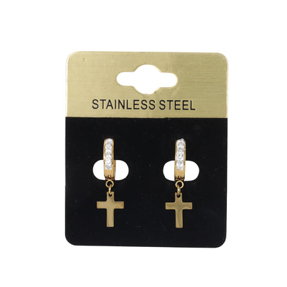 Cross CZ Hoop Earring - SE-72
