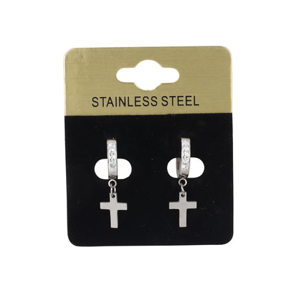 Cross CZ Hoop Earring - SE-72