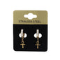 Iced Dangling Ankh Cross Earring - SE-73