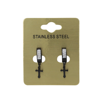 Cross CZ Hoop Earring - SE-81