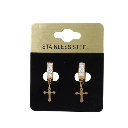 Cross CZ Hoop Earring - SE-81