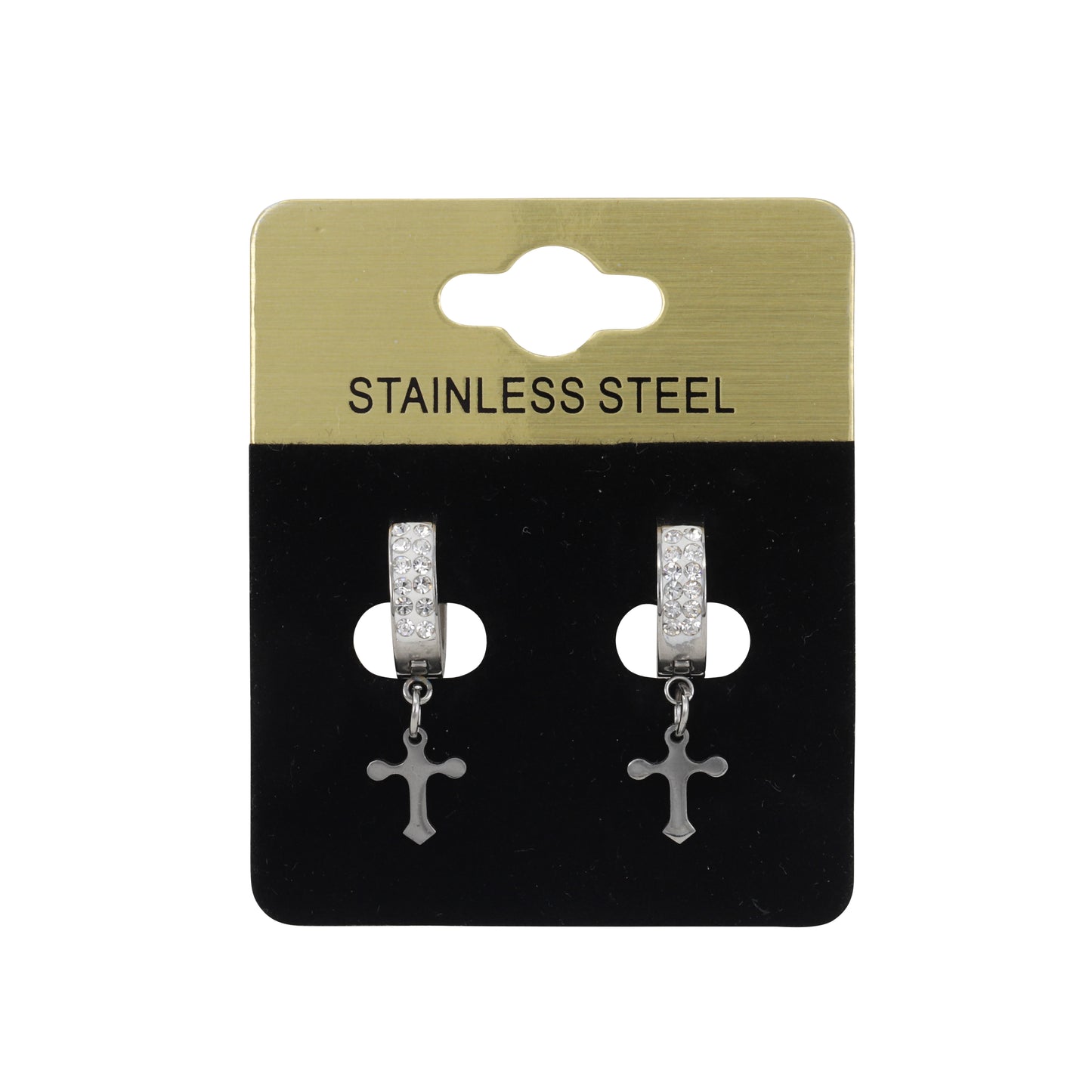 Cross CZ Hoop Earring - SE-81