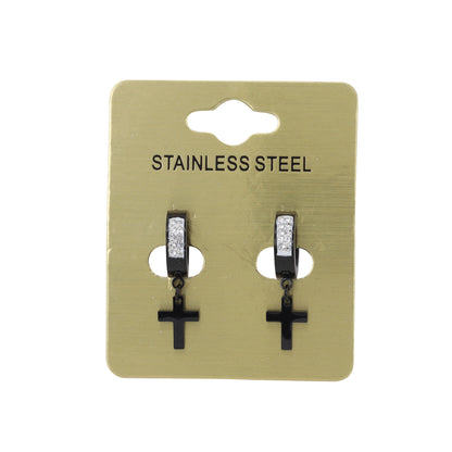 Cross CZ Hoop Earring - SE-82