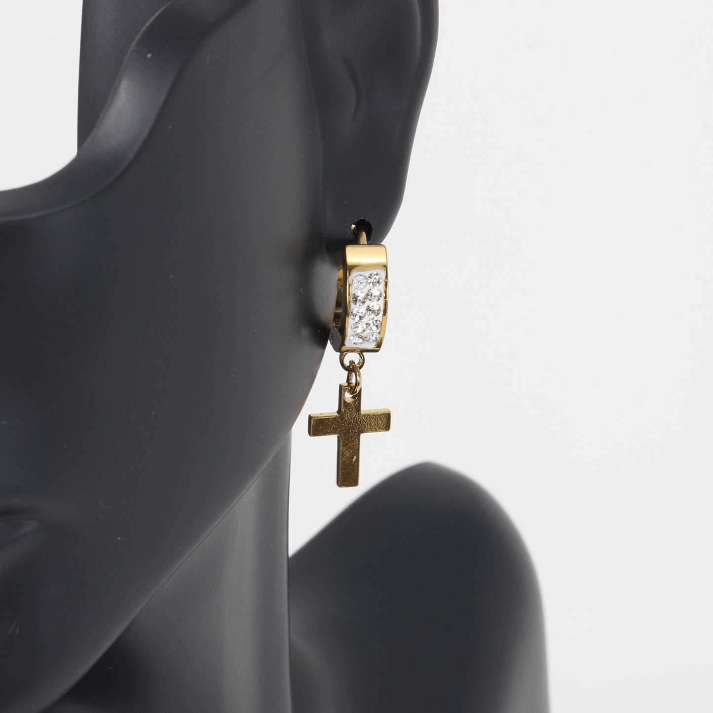 Cross CZ Hoop Earring - SE-82