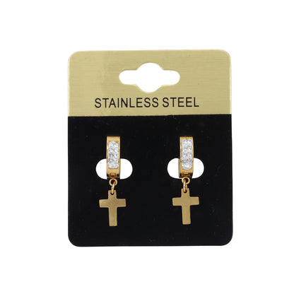 Cross CZ Hoop Earring - SE-82