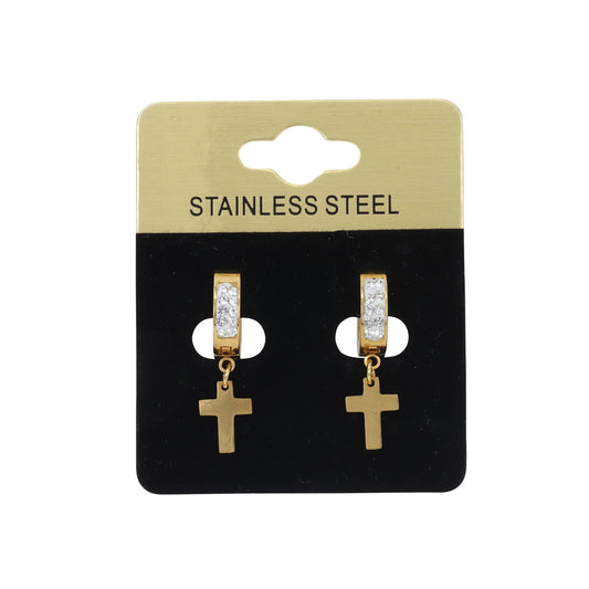 Cross CZ Hoop Earring - SE-82
