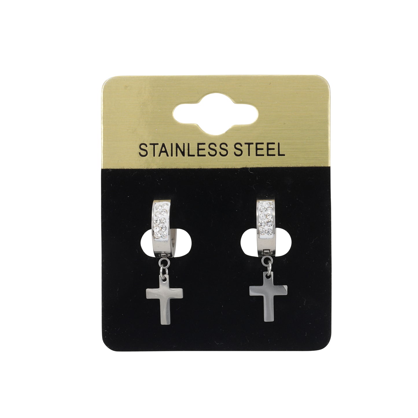 Cross CZ Hoop Earring - SE-82