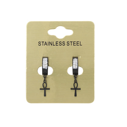 Ankh CZ Hoop Earring - SE-83