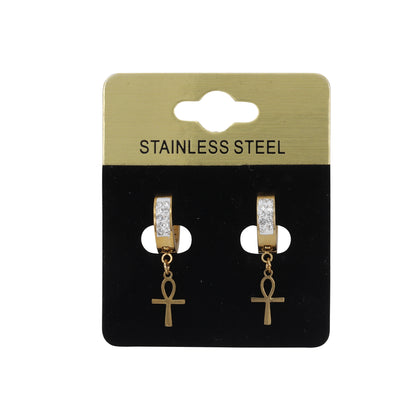 Ankh CZ Hoop Earring - SE-83