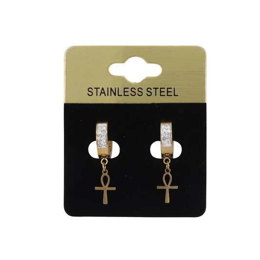 Ankh CZ Hoop Earring - SE-83