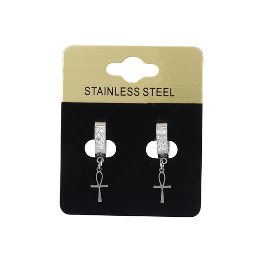Ankh CZ Hoop Earring - SE-83