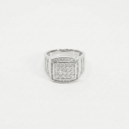 Iced 1.84CT Moissanite Rectangular Cluster Ring in Premium Sterling Silver