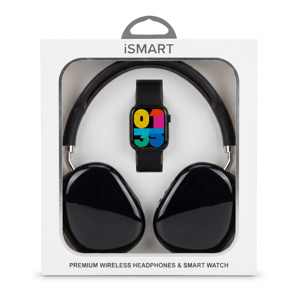 Smart Watch & Wireless Headphones Gift Set SMHP-101 — Black/Black