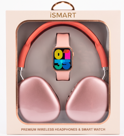 Smart Watch & Wireless Headphones Gift Set SMHP-201 — Peach/Blush