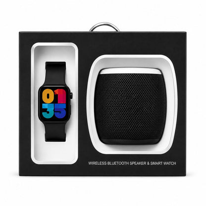 Smart Watch & Wireless Speaker Gift Set SMSP-101 — Black/Black