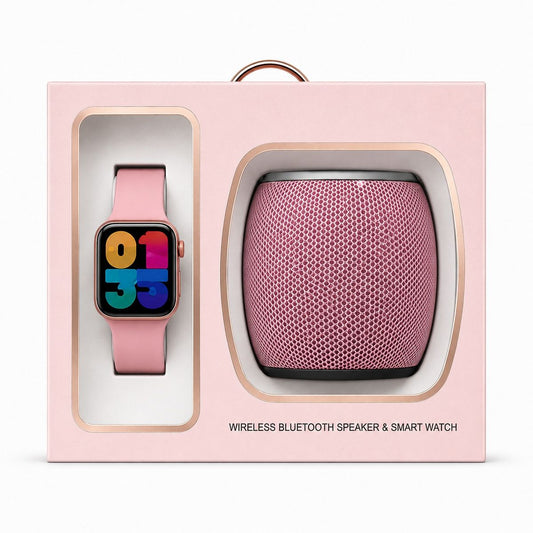 Smart Watch & Wireless Speaker Gift Set SMSP-201 — Rose/Pink
