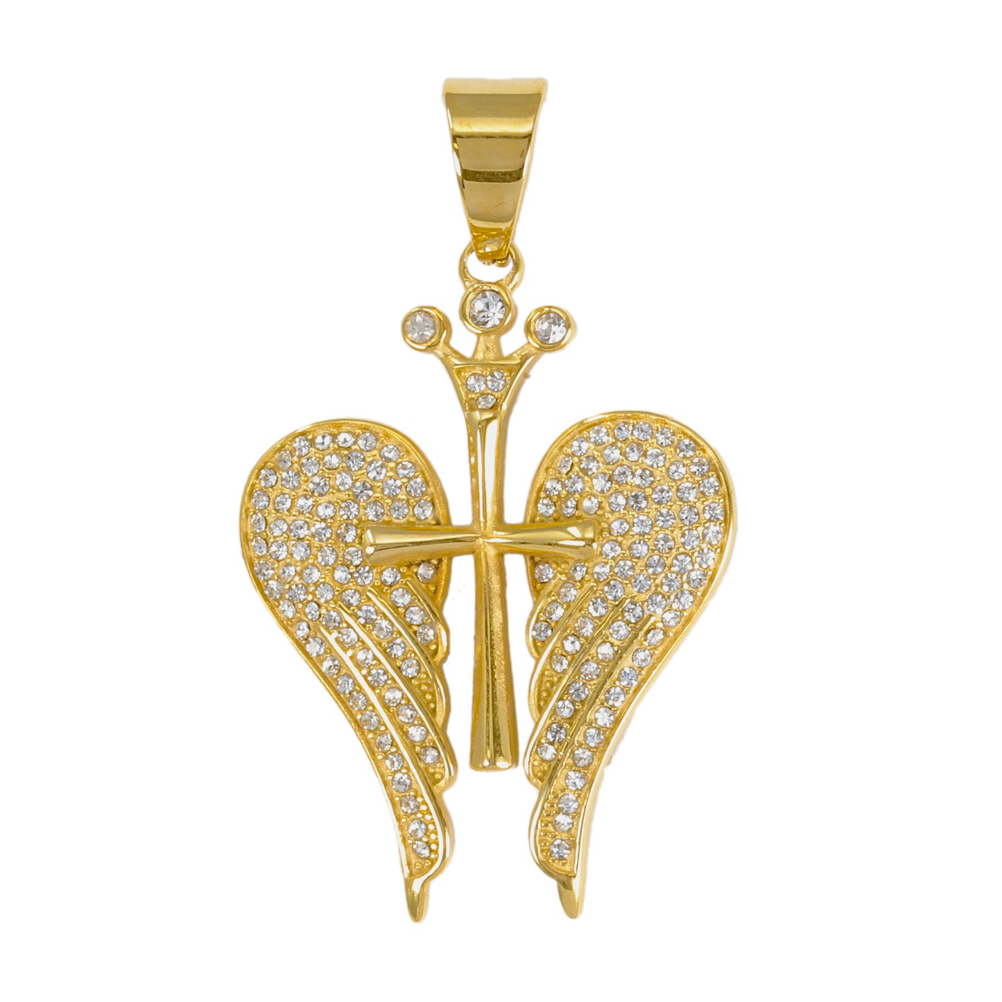 Iced Out Cross With Wings Pendant - SP-4042