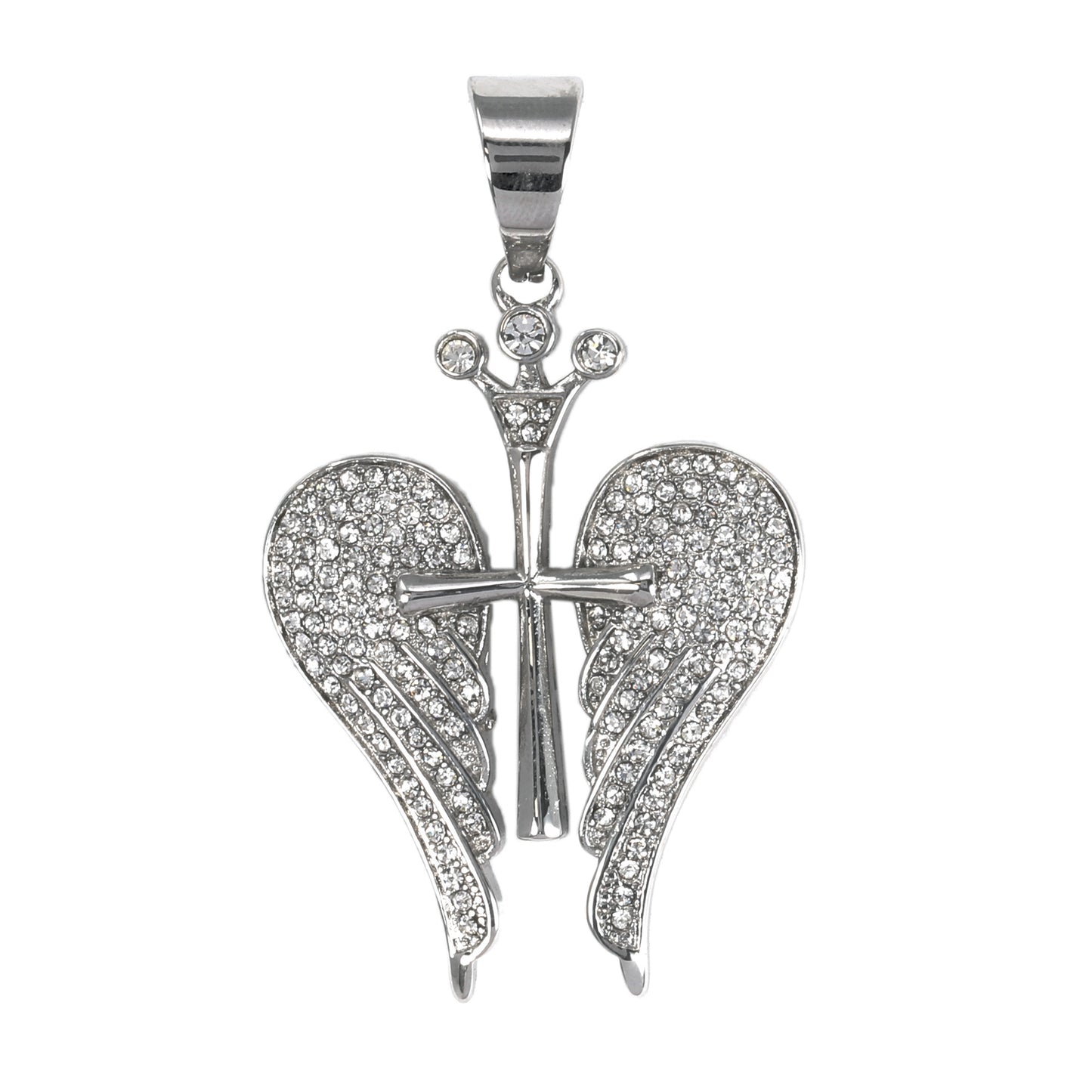 Iced Out Cross With Wings Pendant - SP-4042