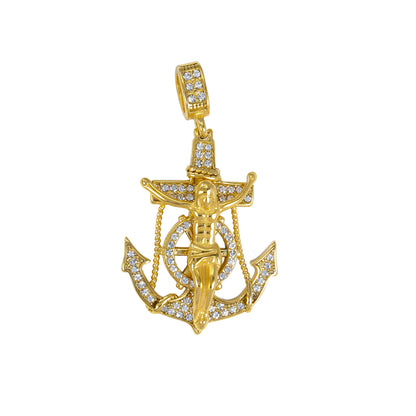 Iced Out Mariners Cross Pendant - SP-4065