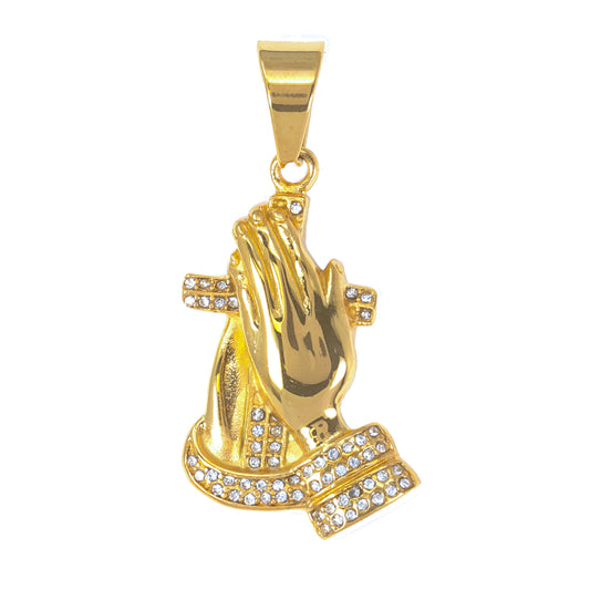 Iced Out Praying Hands Pendant - SP-4213**