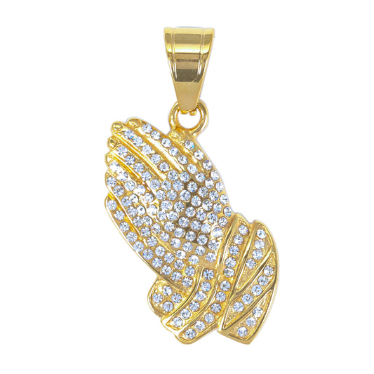 Iced Out Praying Hands Pendant - SP-4246