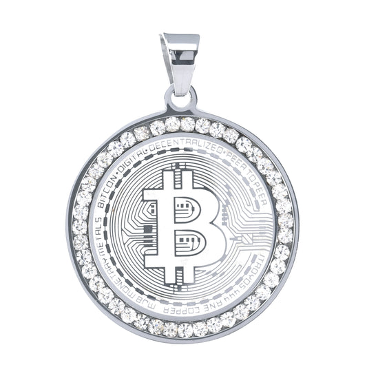 Iced Out Bitcoin Pendant - SP-4273