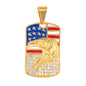Iced Out American Flag Dog Tag Pendant - SP-4280**
