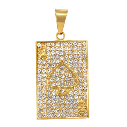 Iced Out Ace Of Spade Pendant - SP-4366**