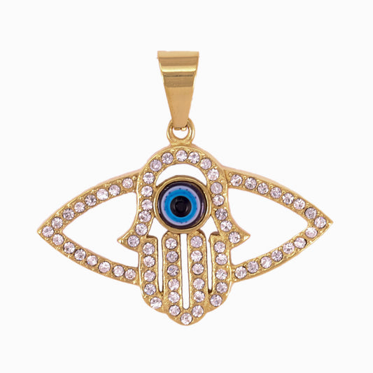 Iced Out Hamsa Eye Pendant - SP-4368