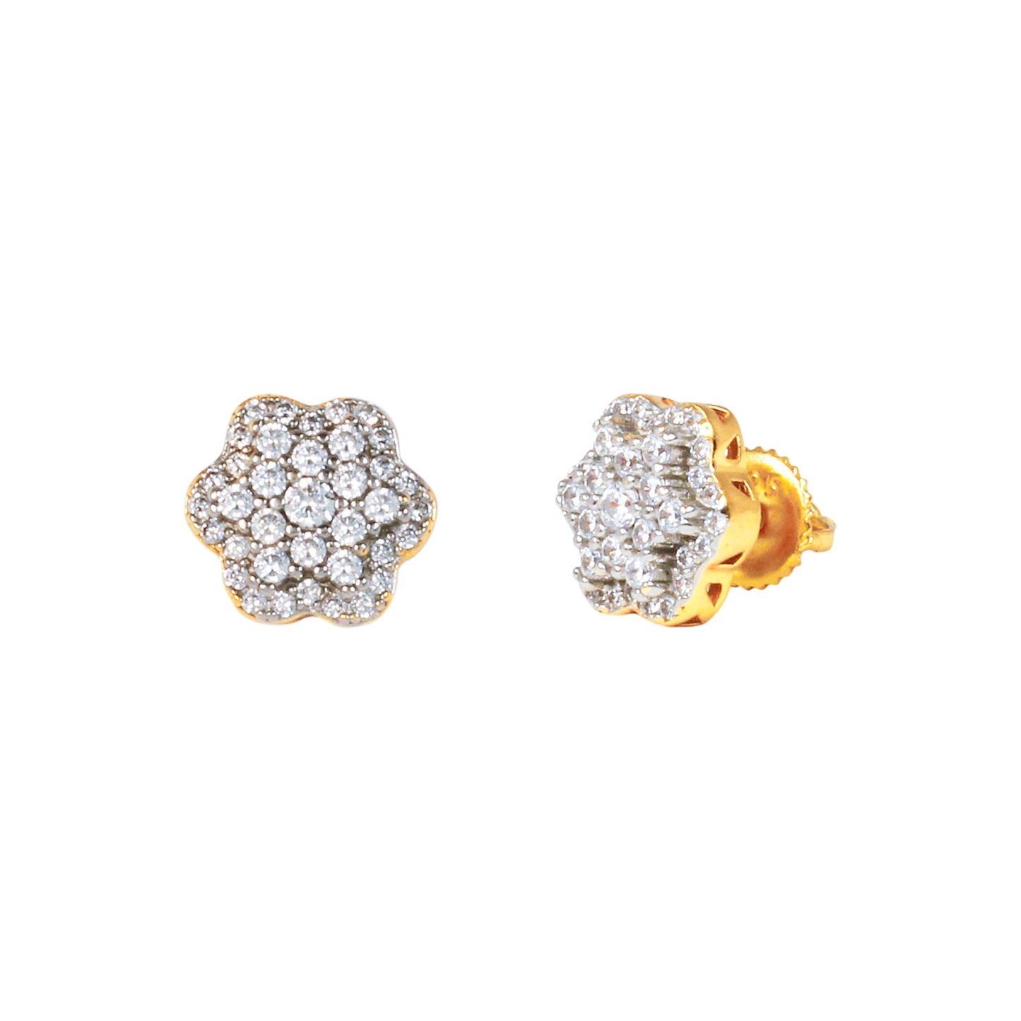 10mm Round Cluster Cubic Zirconia Earrings - SSE-1002