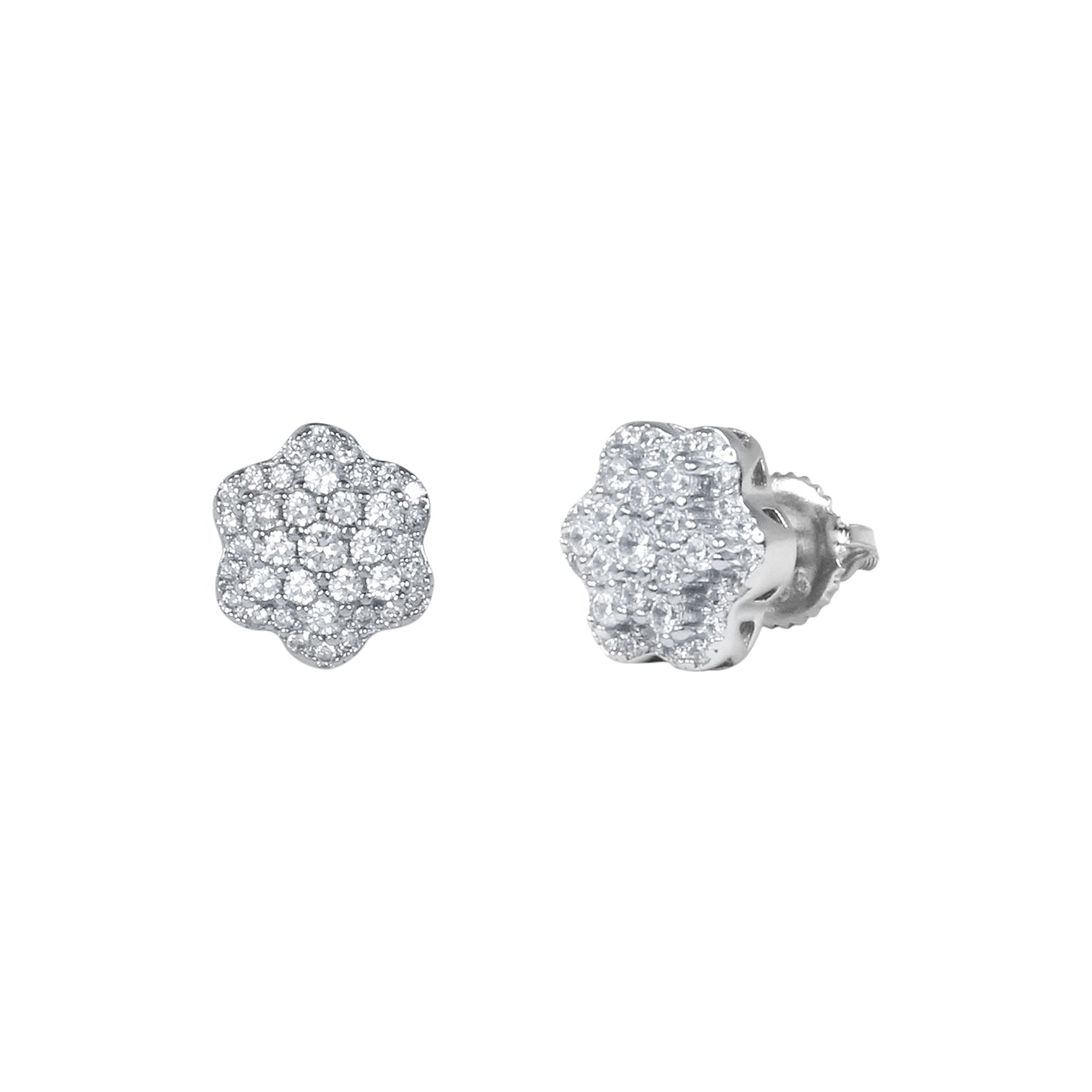10mm Round Cluster Cubic Zirconia Earrings - SSE-1002