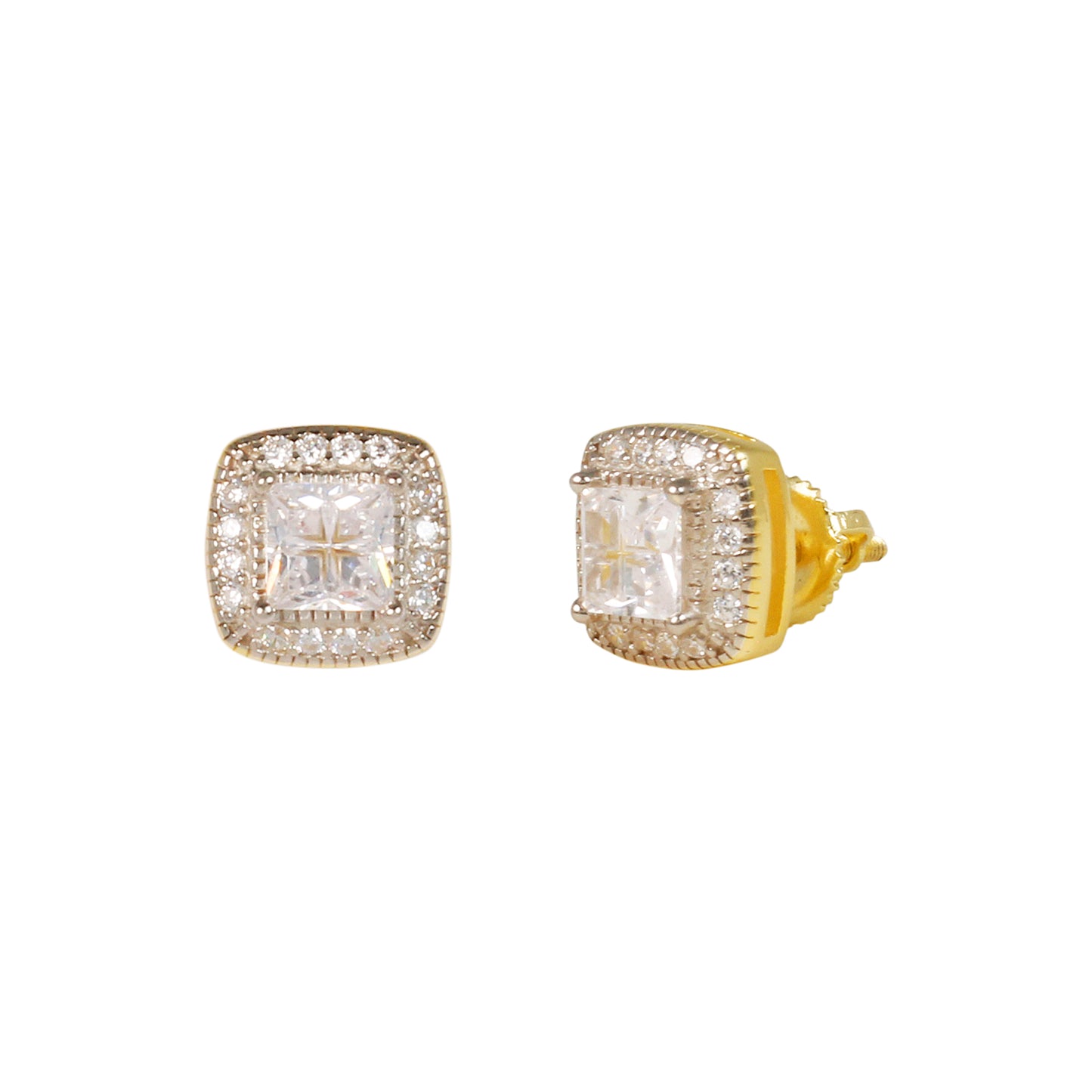 9mm Square Solitaire Cubic Zirconia Earrings - SSE-2001