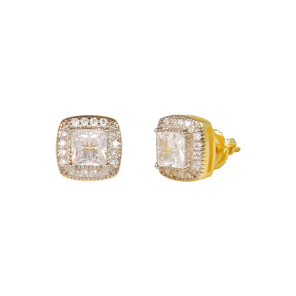 9mm Square Solitaire Cubic Zirconia Earrings - SSE-2001
