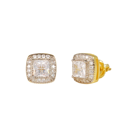 9mm Square Solitaire Cubic Zirconia Earrings - SSE-2001