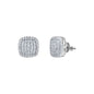 10mm Square Cluster Cubic Zirconia Earrings - SSE-2002