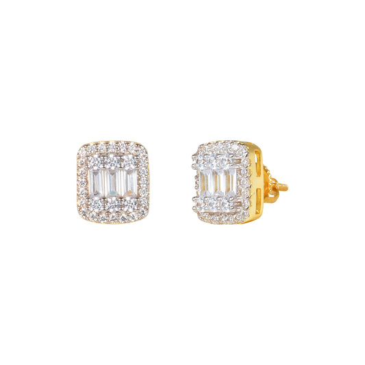 9mm Square Cluster Cubic Zirconia Earrings - SSE-2003