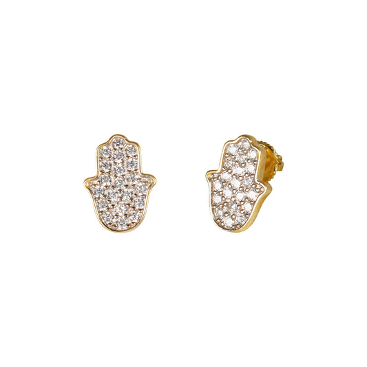 10mm Hamsa Pave Set Cubic Zirconia Earrings - SSE-2004