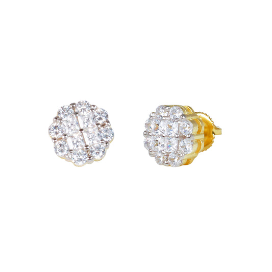 10mm Round Cluster Cubic Zirconia Earrings - SSE-2005