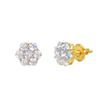 9mm Round Cluster Cubic Zirconia Earrings - SSE-2007