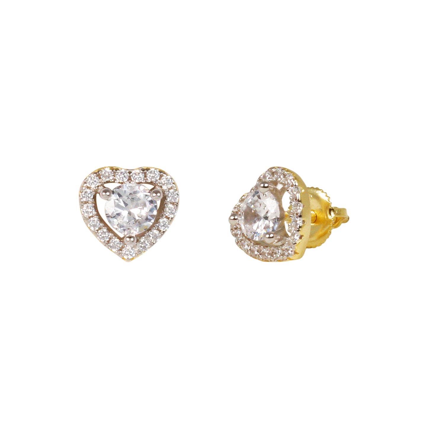 9mm Heart Pave Set Cubic Zirconia Earrings - SSE-2009