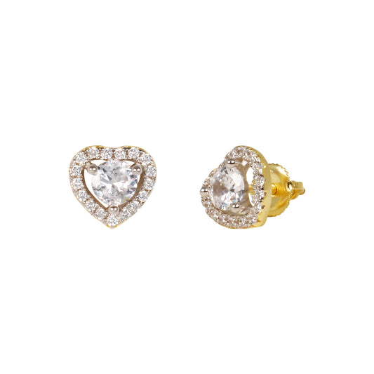 9mm Heart Pave Set Cubic Zirconia Earrings - SSE-2009