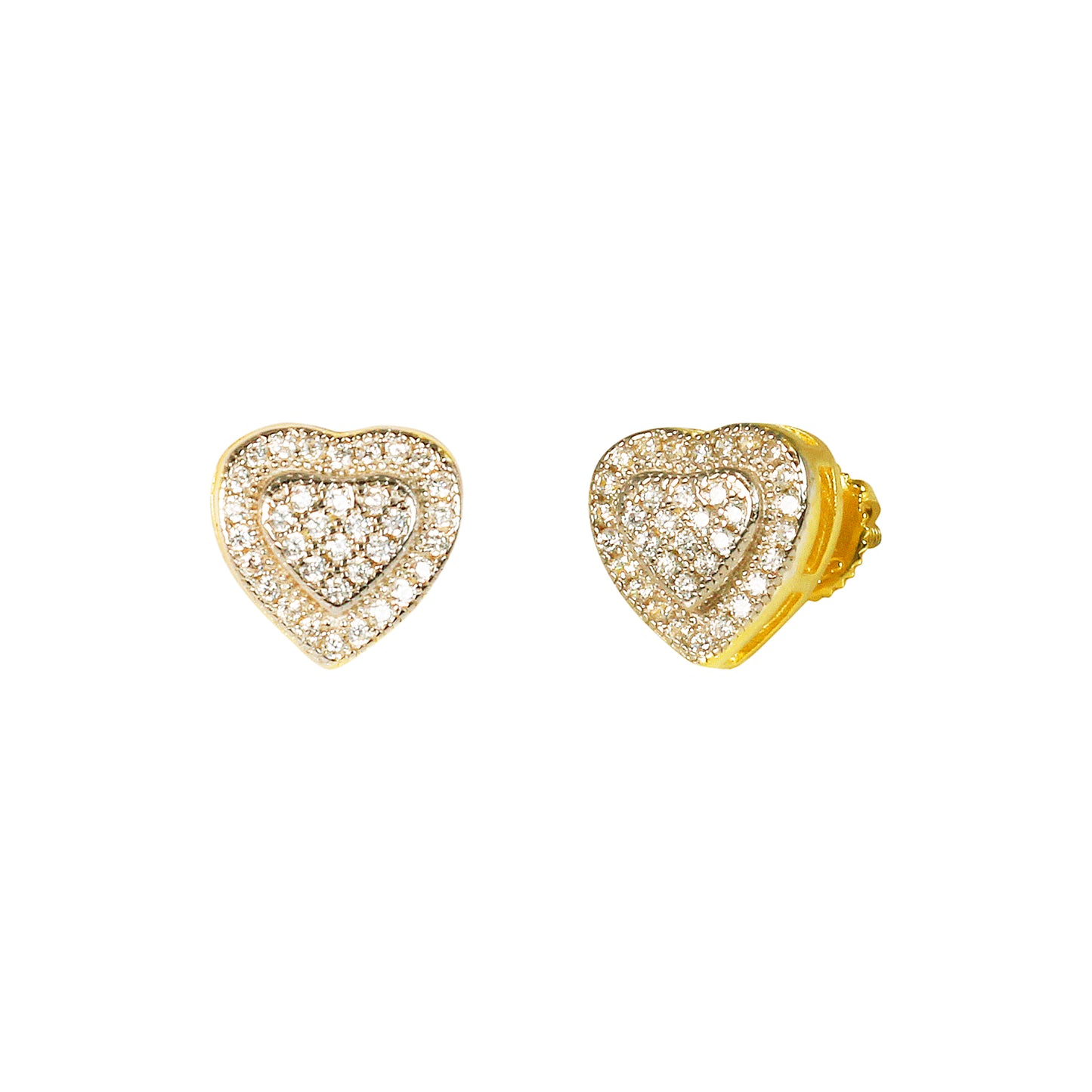10mm Heart Pave Set Cubic Zirconia Earrings - SSE-2012