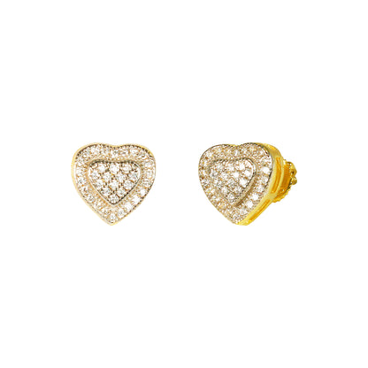 10mm Heart Pave Set Cubic Zirconia Earrings - SSE-2012