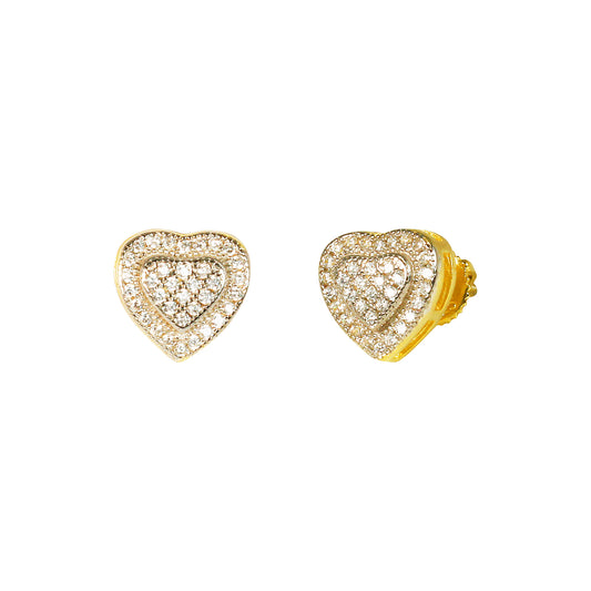 10mm Heart Pave Set Cubic Zirconia Earrings - SSE-2012