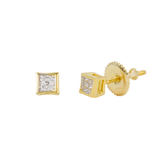 3mm Square Pave Set Cubic Zirconia Earrings - SSE-901